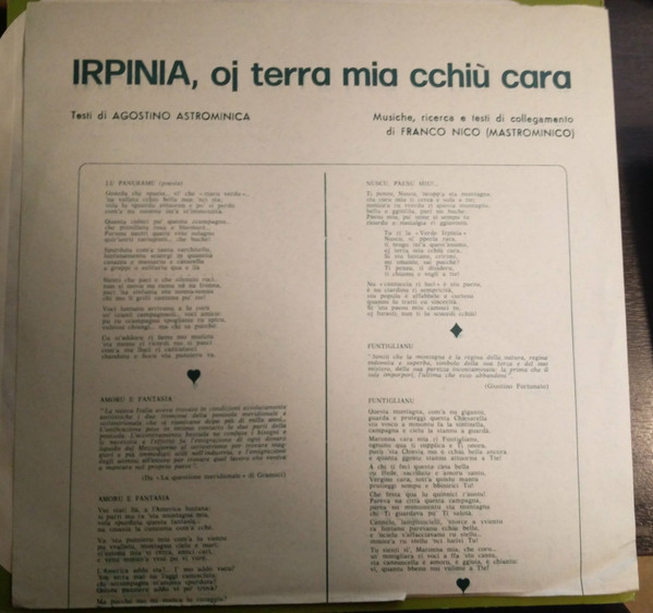 Pina Cipriani, Franco Nico - Irpinia, Oj Terra Mia Cchiù Cara