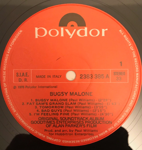Paul Williams (2) - Bugsy Malone (Original Soundtrack Recording)