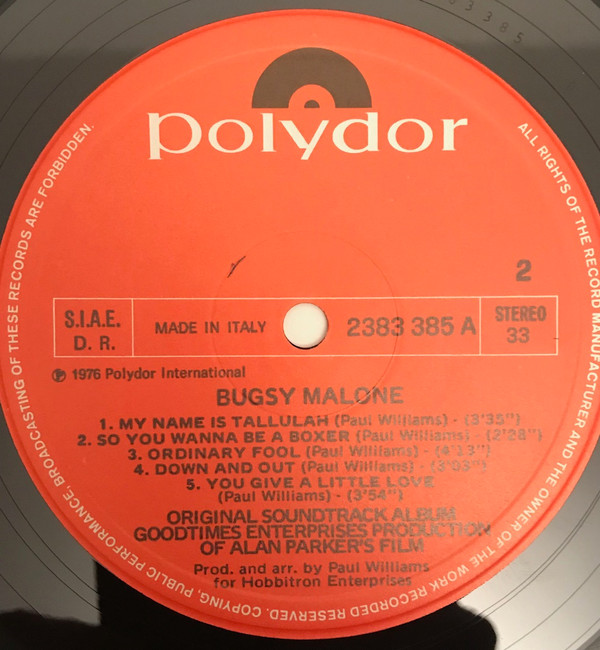 Paul Williams (2) - Bugsy Malone (Original Soundtrack Recording)