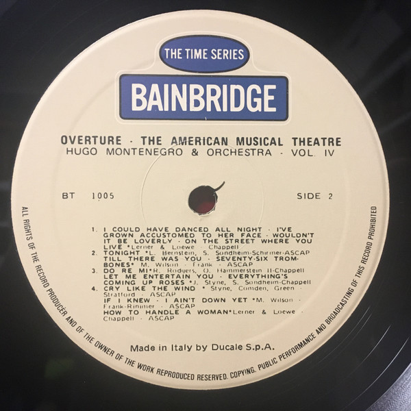 Hugo Montenegro And His Orchestra - Overture / American Musical Theatre Volume Four: 1953 - 1960
