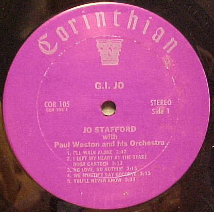 Jo Stafford With Paul Weston And His Orchestra - G. I. Jo