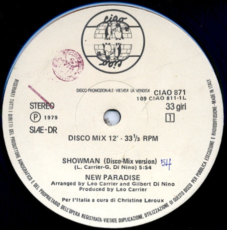 New Paradise / Fausto Leali / Paul Mariano - Showman (Disco-Mix Version) / Musica Ti Amo (In Love With You Music) / Stuntman