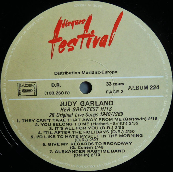 Judy Garland - Her Greatest Hits - 28 Original Live Songs 1940/1969