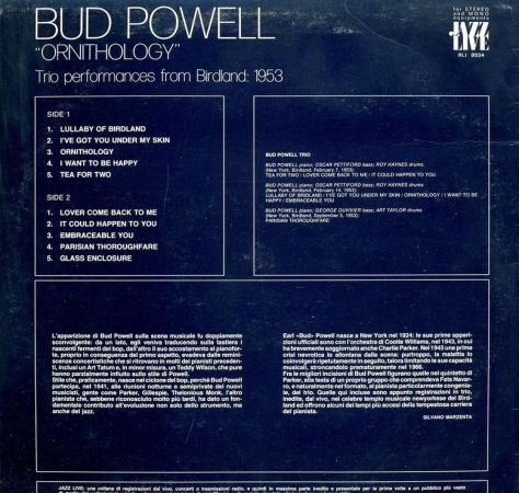 Bud Powell - Ornithology - Trio Performances From Birdland: 1953