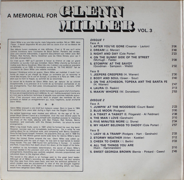 The Glenn Miller Orchestra - A Memorial For Glenn Miller Vol. 3