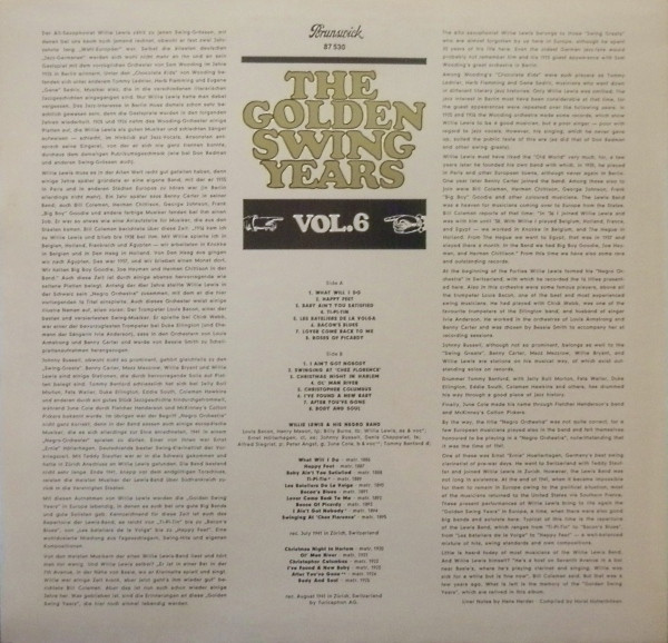 Willie Lewis And His Negro Band - The Golden Swing Years Vol. 6