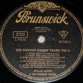 Willie Lewis And His Negro Band - The Golden Swing Years Vol. 6