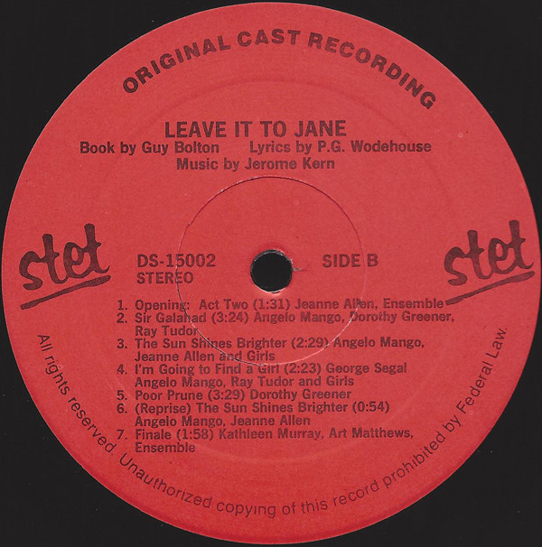 Various - Leave It To Jane (An Original Cast Recording)