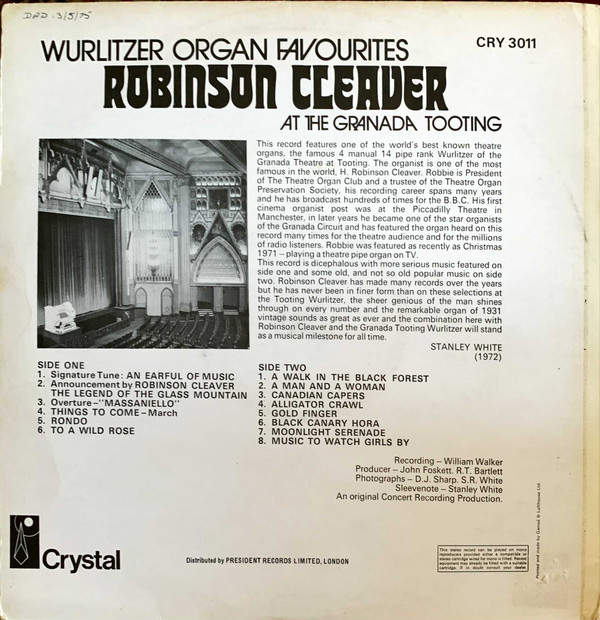 H. Robinson Cleaver - Wurlitzer Organ Favourites