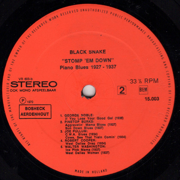 Various - Stomp 'Em Down  (Piano Blues 1927-1937)
