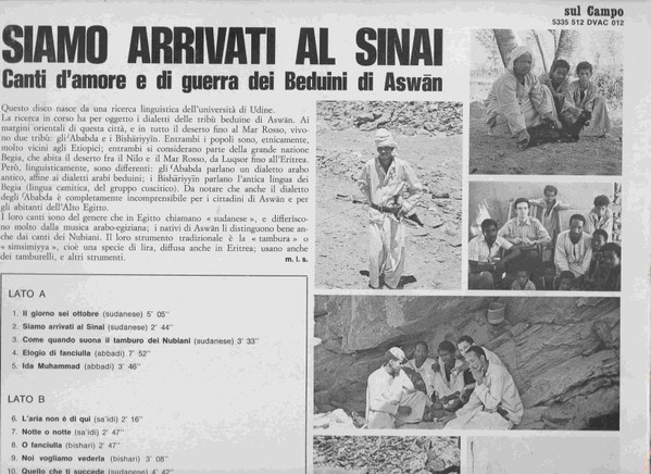 Various - Siamo Arrivati Al Sinai Canti D'amore E Guerra Dei Beduini Di Aswan