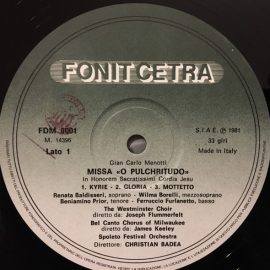 Gian Carlo Menotti, Westminster Choir - Missa "O Pulchritudo"