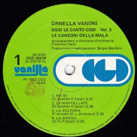 Ornella Vanoni - ”Oggi Le Canto Così” N.3 (Le Canzoni Della Mala)